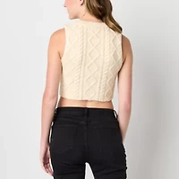 Forever 21 Rhinestone Sweater Vest Womens Crew Neck Sleeveless Juniors Crop Top