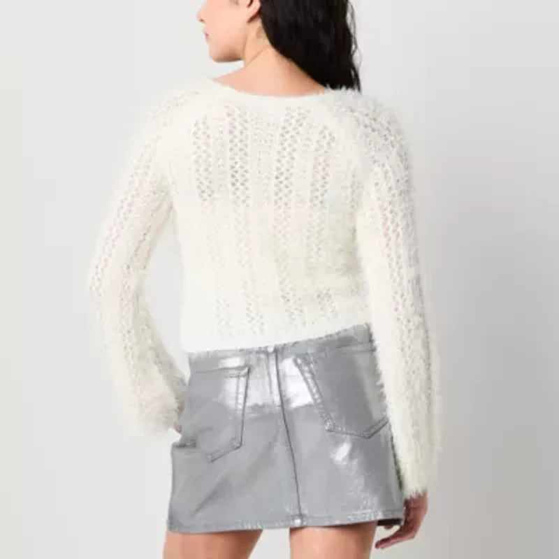 Arizona Juniors Womens Round Neck Long Sleeve Pullover Sweater