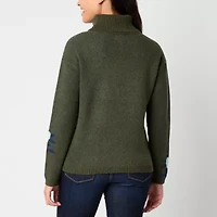 St. John's Bay Womens Long Sleeve Floral Pullover Sweater