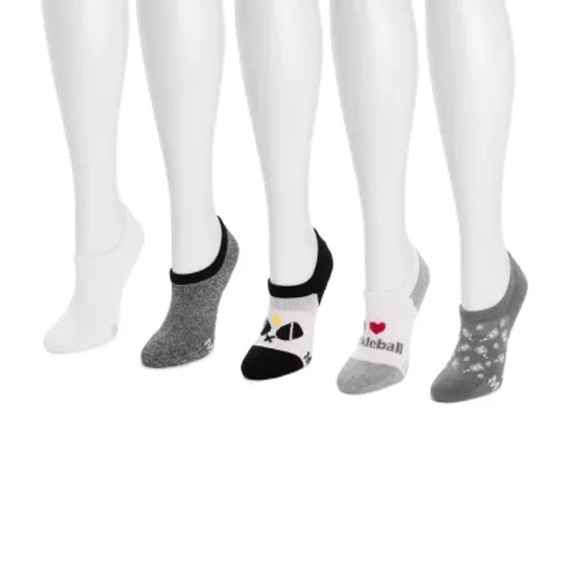 Muk Luks Pickleball Womens Multi-Pack 5 Pair No Show Socks