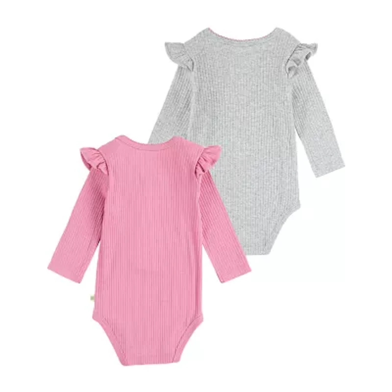 Huggies Baby Girls Crew Neck Long Sleeve Rib 2-pc. Bodysuit