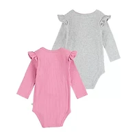Huggies Baby Girls Crew Neck Long Sleeve Rib 2-pc. Bodysuit
