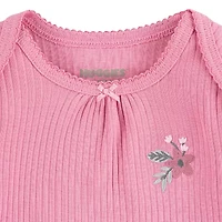 Huggies Baby Girls Crew Neck Long Sleeve Rib 2-pc. Bodysuit
