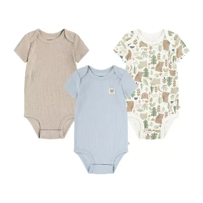 Huggies Baby Boys Crew Neck Short Sleeve Rib 3-pc. Bodysuit