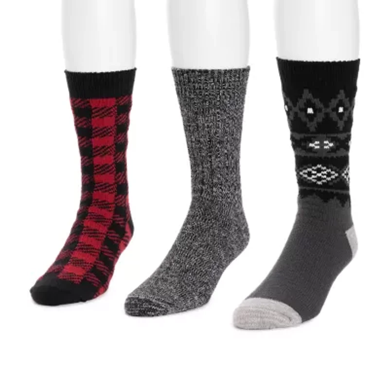 Muk Luks Microfiber Mens Multi-Pack 3 Pair Boot Socks