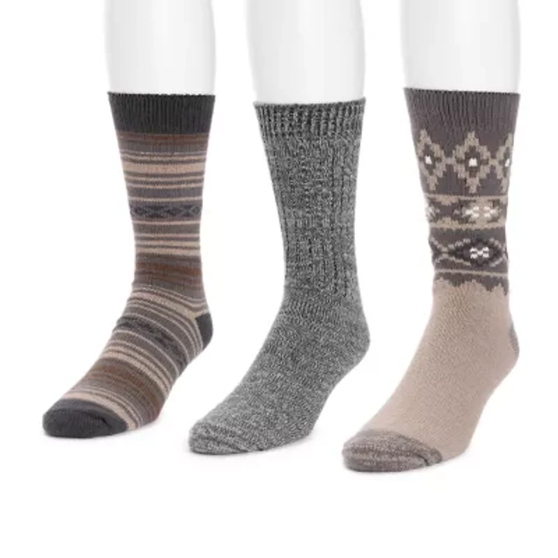 Muk Luks Microfiber Mens Multi-Pack 3 Pair Boot Socks