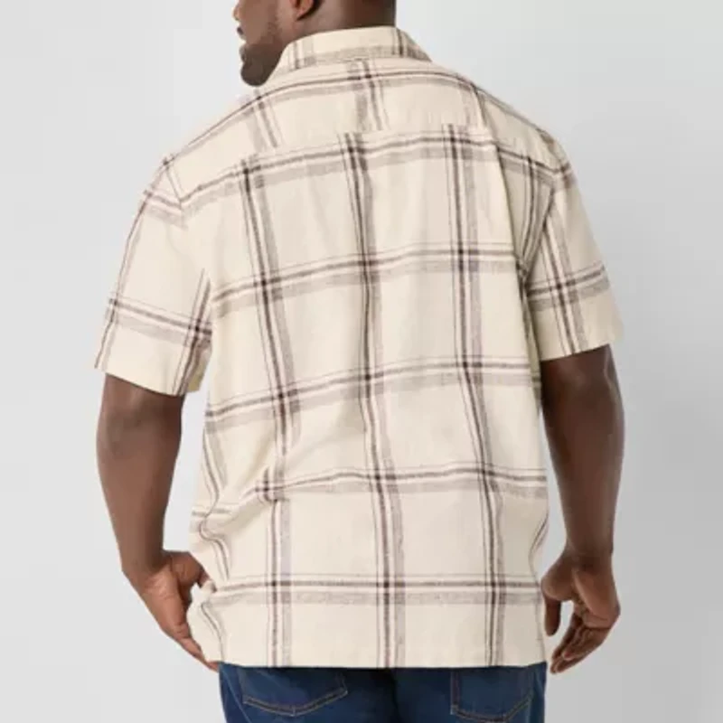 mutual weave Camp Mens Short Sleeve Classic Fit Big and Tall Button-Down Shirt