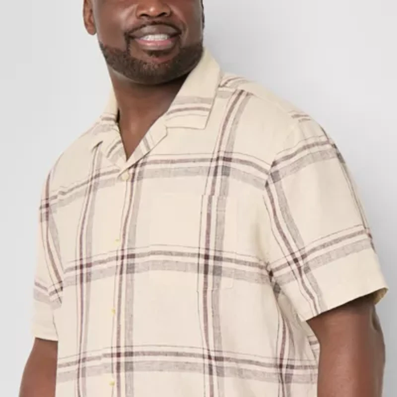 mutual weave Camp Mens Short Sleeve Classic Fit Big and Tall Button-Down Shirt