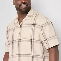 mutual weave Camp Mens Short Sleeve Classic Fit Big and Tall Button-Down Shirt