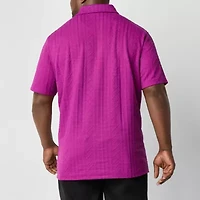 Shaquille O'Neal XLG Cable Knit Big and Tall Mens Regular Fit Short Sleeve Polo Shirt