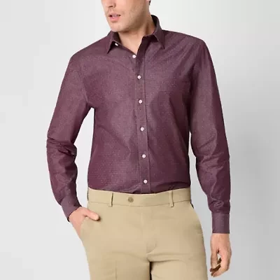 Stafford Mens Long Sleeve Cuffed Regular Fit Button-Down Shirt