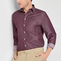 Stafford Mens Long Sleeve Regular Fit Button-Down Shirt