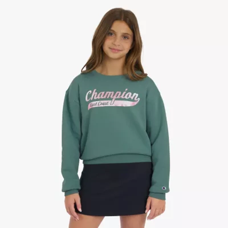 Champion Big Kid Girls Crew Neck Fleece Long Sleeve Sweatshirt