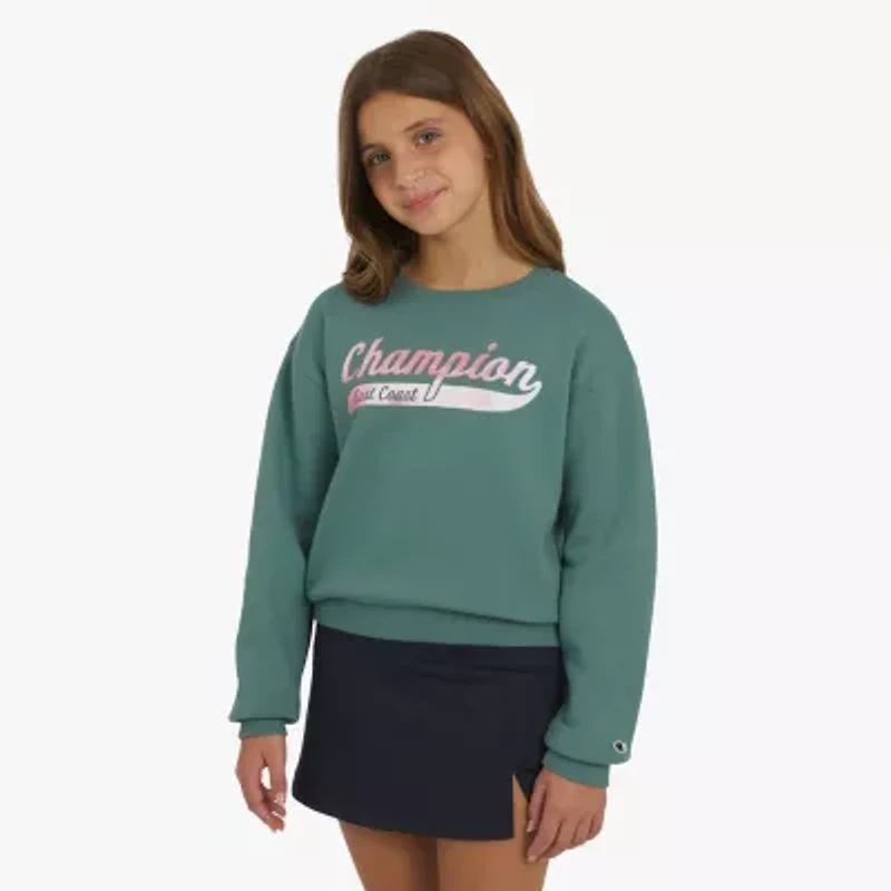 Champion Big Kid Girls Crew Neck Fleece Long Sleeve Sweatshirt