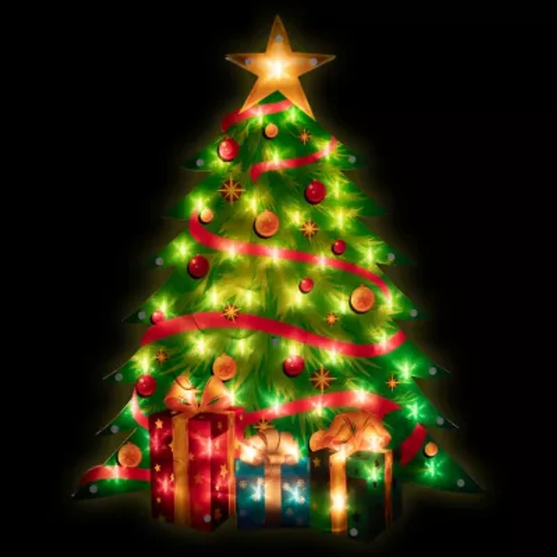 Northlight 22.5in  Tree With Presents Christmas Window Decor