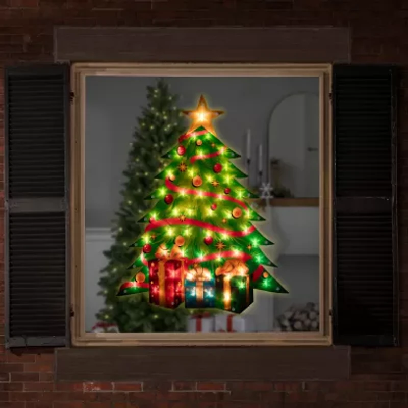 Northlight 22.5in  Tree With Presents Christmas Window Decor