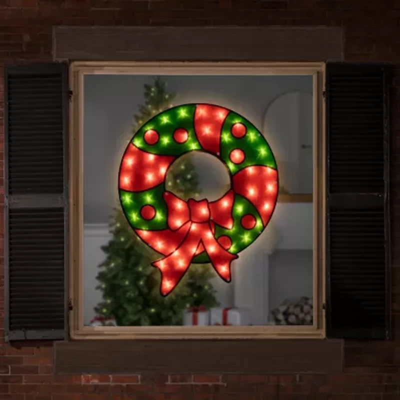 Northlight 23in Prelit Wreath Christmas Window Decor