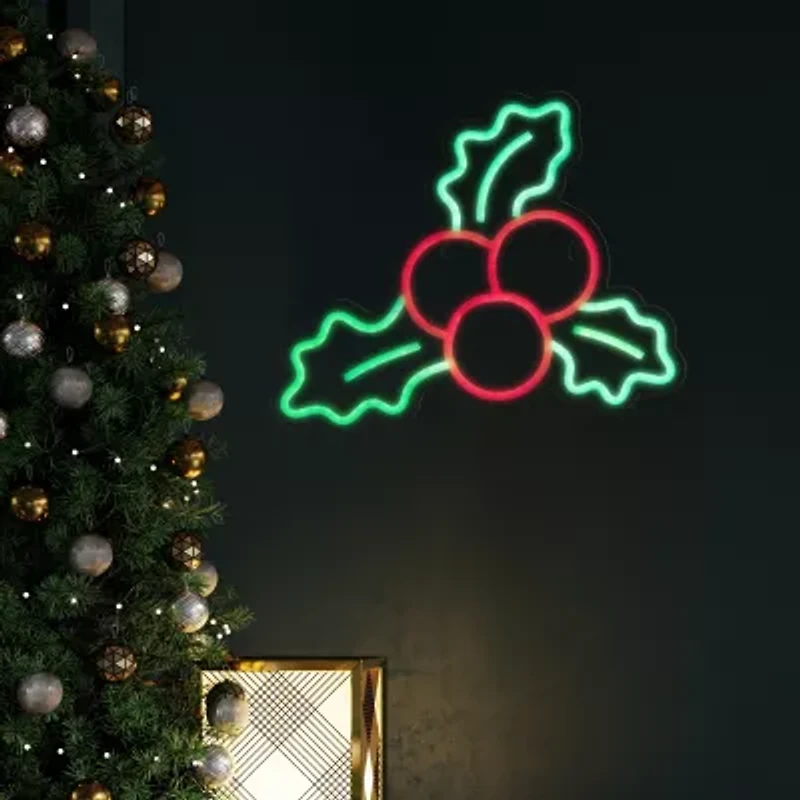 Northlight 12in Led Holly Berries Christmas Window Decor