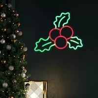 Northlight 12in Led Holly Berries Christmas Window Decor