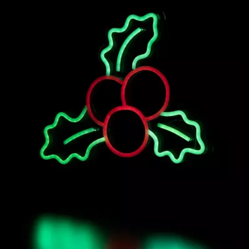 Northlight 12in Led Holly Berries Christmas Window Decor
