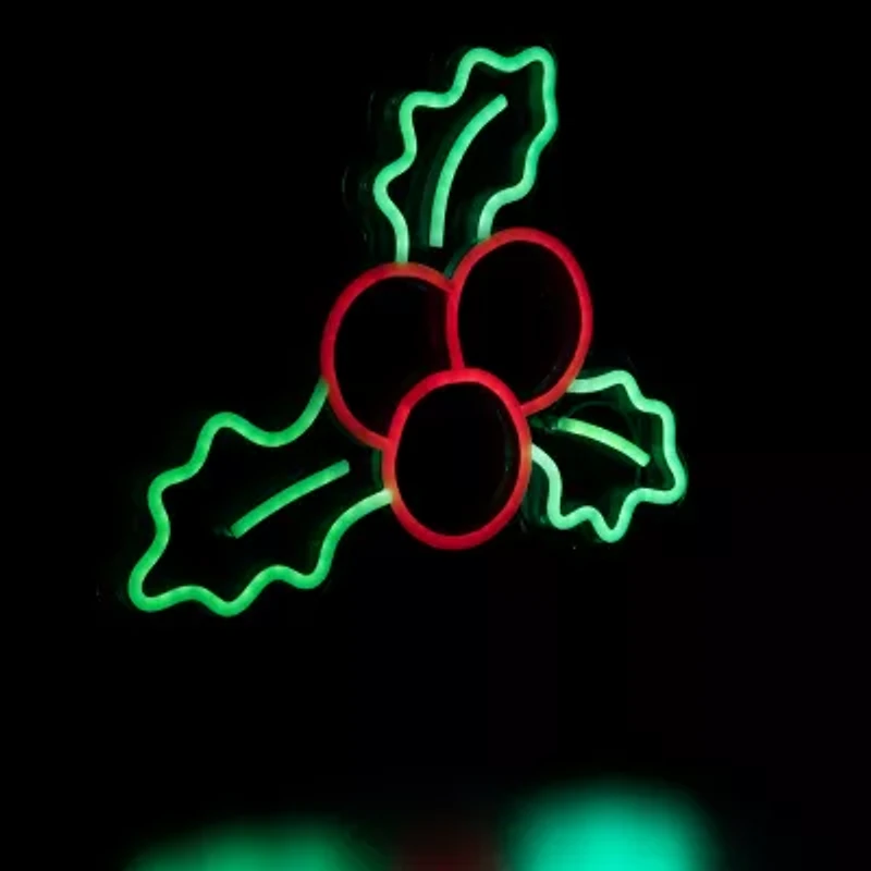 Northlight 12in Led Holly Berries Christmas Window Decor