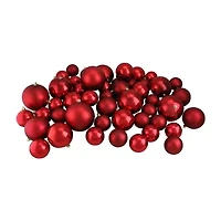 50ct Hot Red Shatterproof 2-Finish Christmas Ball Ornaments 4'' (100mm)