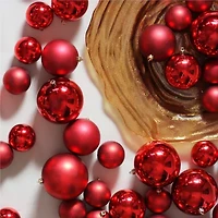 50ct Hot Red Shatterproof 2-Finish Christmas Ball Ornaments 4'' (100mm)