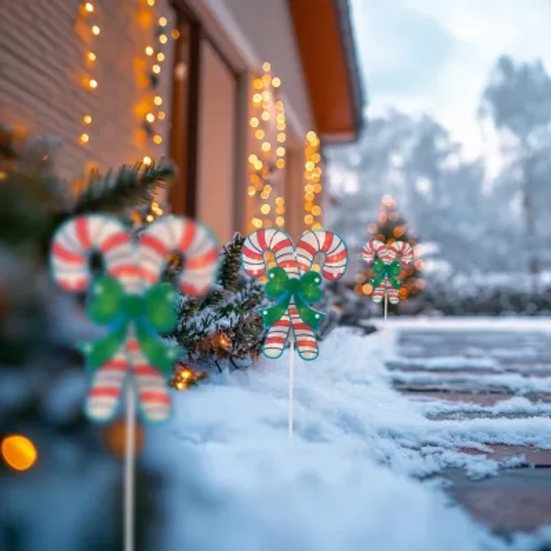 Northlight Lighted Candy Cane Pathway Markers Christmas Yard Art