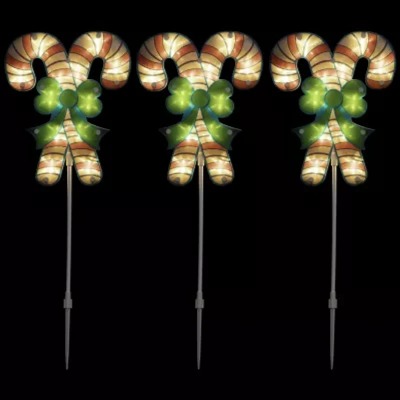 Northlight Lighted Candy Cane Pathway Markers Christmas Yard Art
