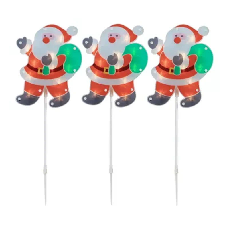 Northlight Lighted Santa Claus Pathway Markers Christmas Yard Art