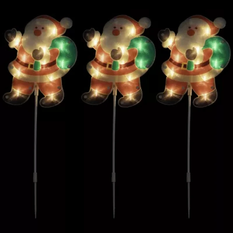 Northlight Lighted Santa Claus Pathway Markers Christmas Yard Art