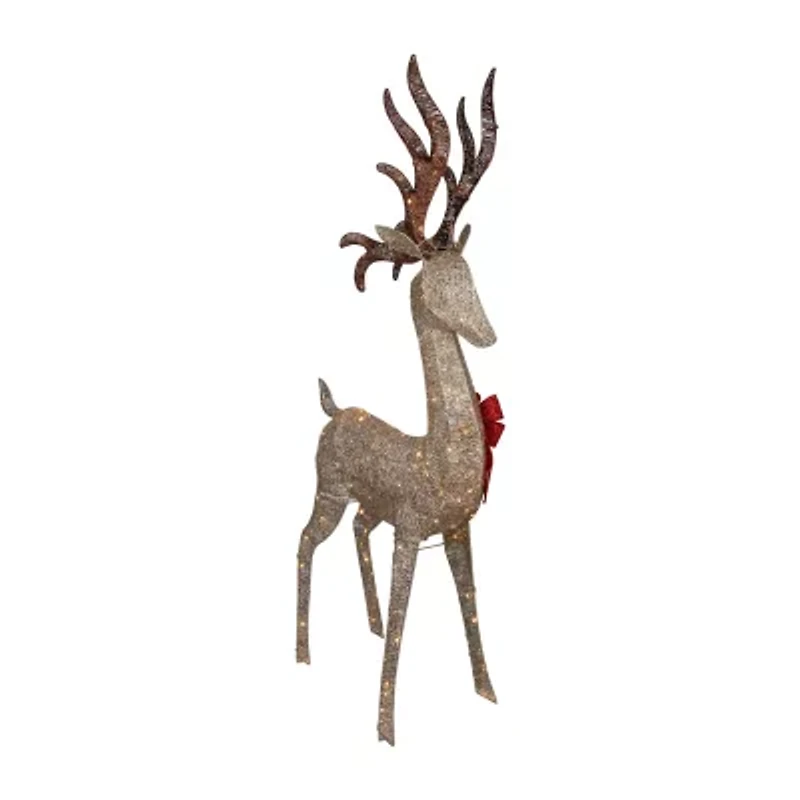 Northlight Led Champagne Deer Wh Bow Christmas Yard Art