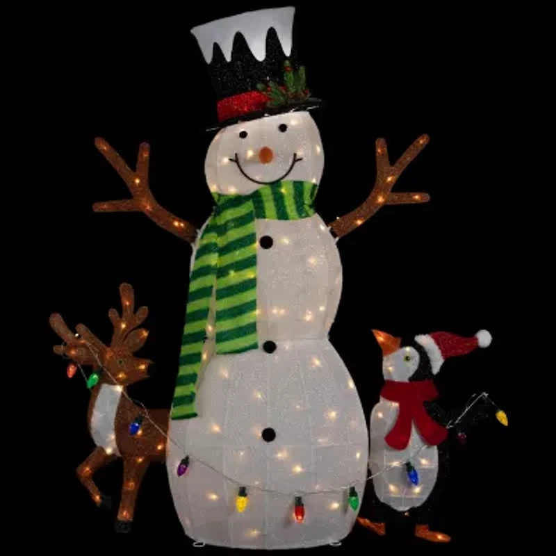 Northlight 3d Lighted Snowman Penguin Deer Christmas Yard Art