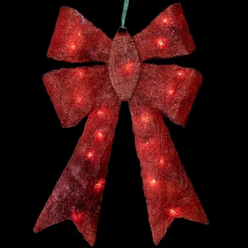 Northlight Lighted Sisal Double Bow Christmas Yard Art