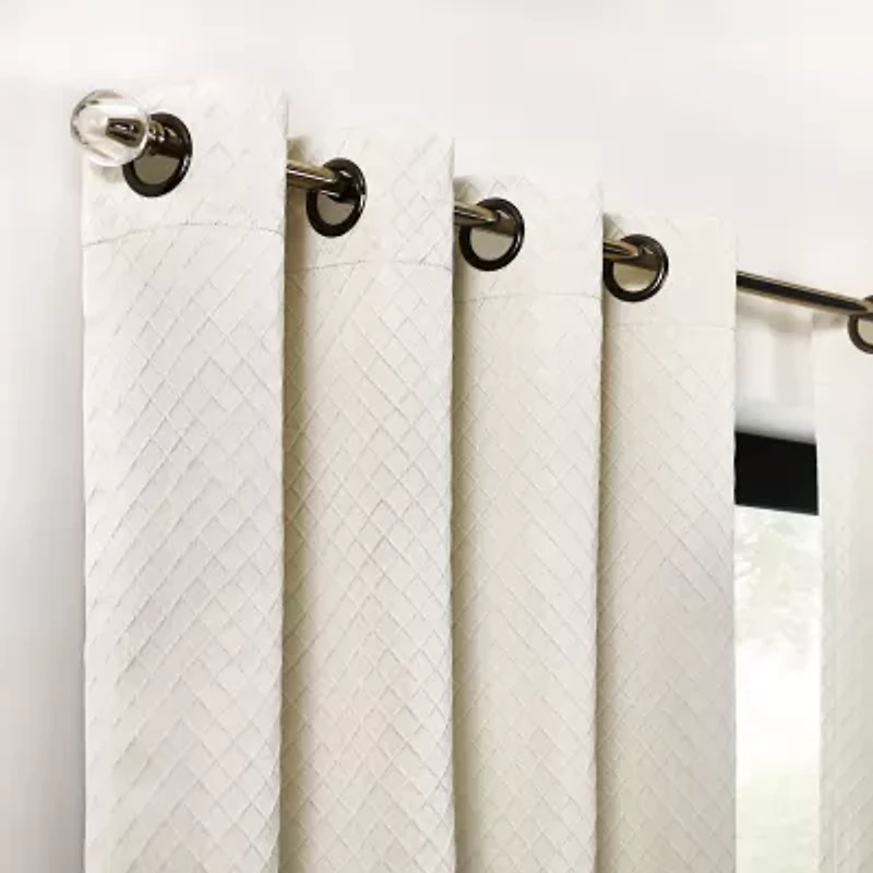 Fieldcrest Diamond Grommet Top Energy Saving 100% Blackout Single Curtain Panel