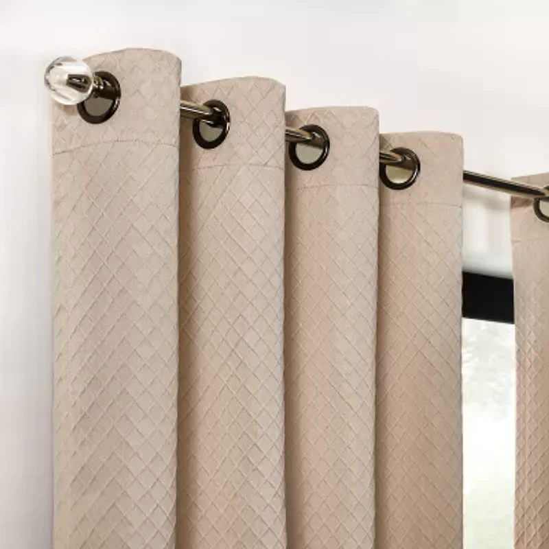 Fieldcrest Diamond Grommet Top Energy Saving 100% Blackout Single Curtain Panel