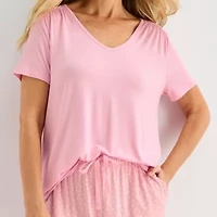 Liz Claiborne Cool and Calm Womens V-Neck Short Sleeve 2-pc. Pajama Sets