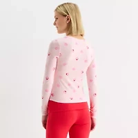 Arizona Body Crew Neck Womens Long Sleeve Juniors Pajama Top