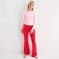 Arizona Body Crew Neck Womens Long Sleeve Juniors Pajama Top