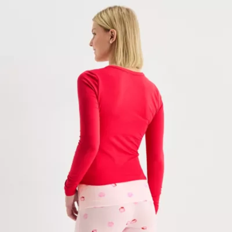 Arizona Body Crew Neck Womens Long Sleeve Juniors Pajama Top