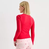 Arizona Body Crew Neck Womens Long Sleeve Juniors Pajama Top