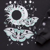 Horoscope Astrology Signs Oversized Womens Crew Neck Long Sleeve Embroidered Juniors Sweatshirt