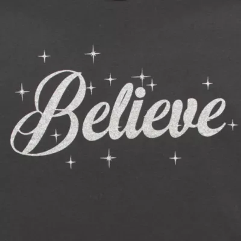 Believe Oversized Tee Womens Juniors Crew Neck Short Sleeve Regular Fit Graphic T-Shirt