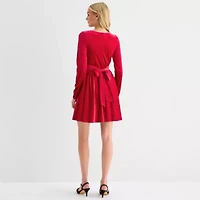 Emerald Sundae Womens Juniors Long Sleeve Fit + Flare Dress