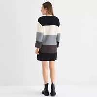 by&by Womens Long Sleeve Striped Sweater Dress Juniors