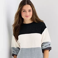 by&by Womens Long Sleeve Striped Sweater Dress Juniors