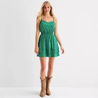 Emerald Sundae Womens Juniors Sleeveless Abstract Fit + Flare Dress