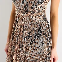 Robbie Bee Womens Short Sleeve Midi Fit + Flare Dress