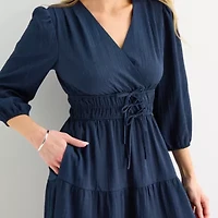 Be by CHETTA B Womens 3/4 Sleeve Midi Fit + Flare Dress