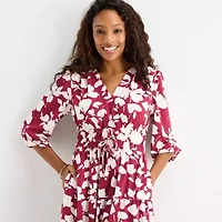 Be by CHETTA B Womens 3/4 Sleeve Floral Midi Fit + Flare Dress